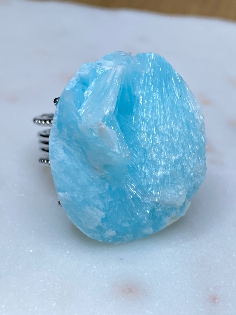 Raw Hemimorphite Ring • Blue Botryoidal Druzy Cluster • Natural Mineral